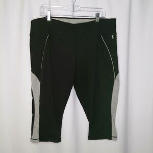 Danskin Now Fitted Capri Leggings Athletic Pants Black Drawstring Womens 2X